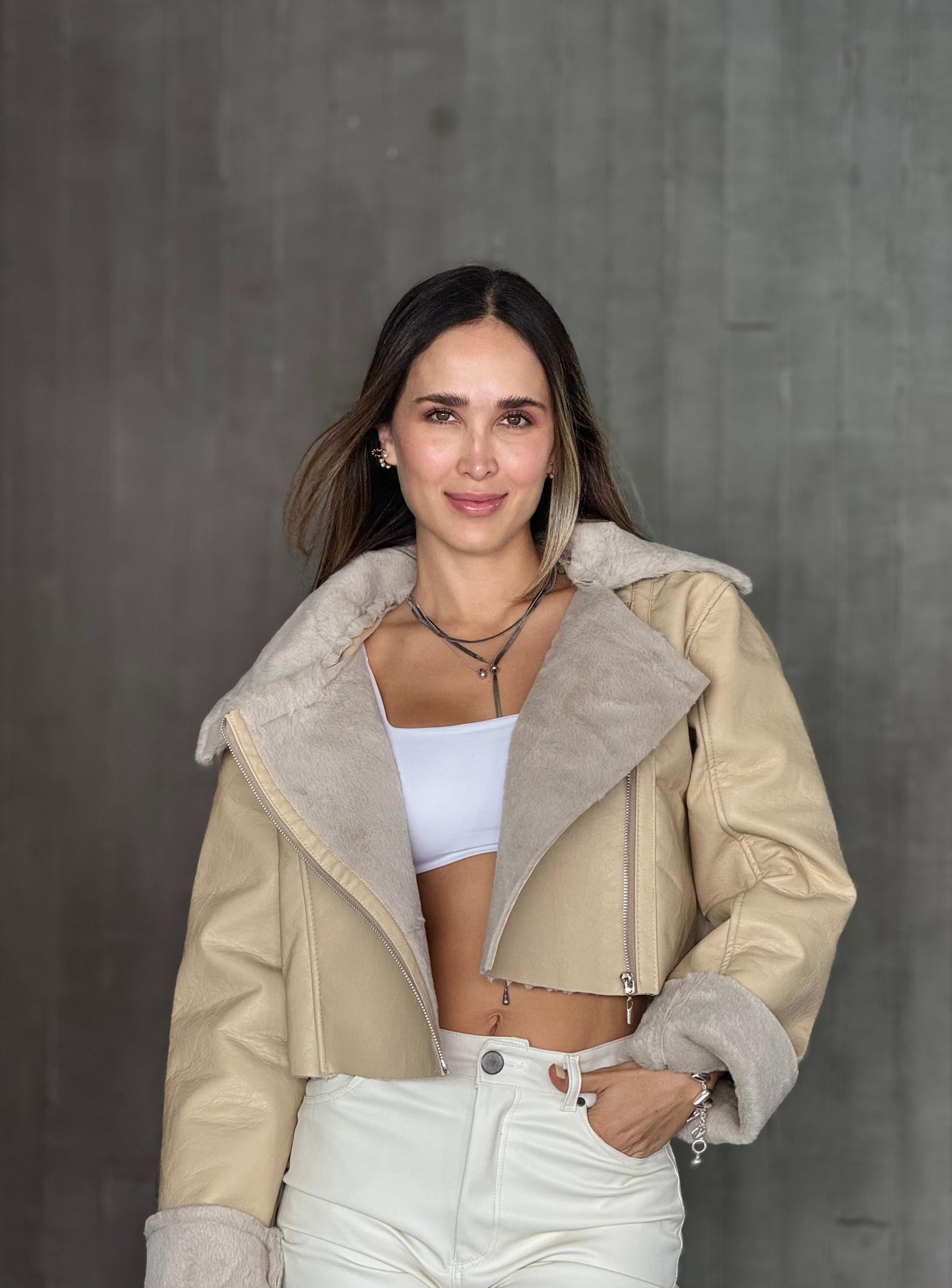 Chaqueta Aviador Beige