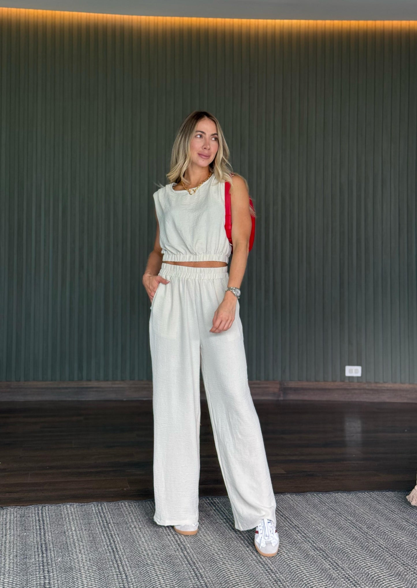 Set Blusa Hombrera Marfil