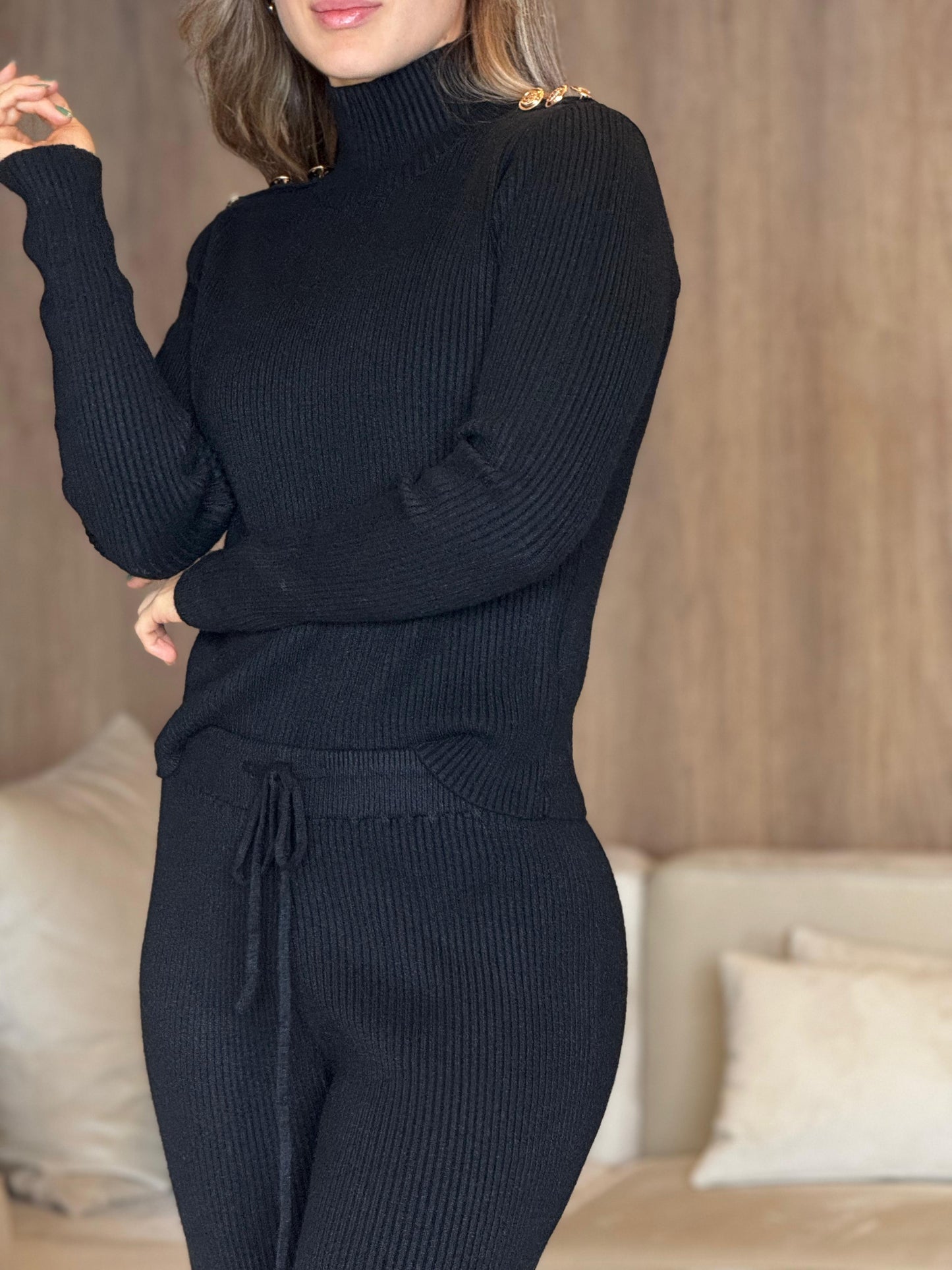 Set Hilo Botones Negro