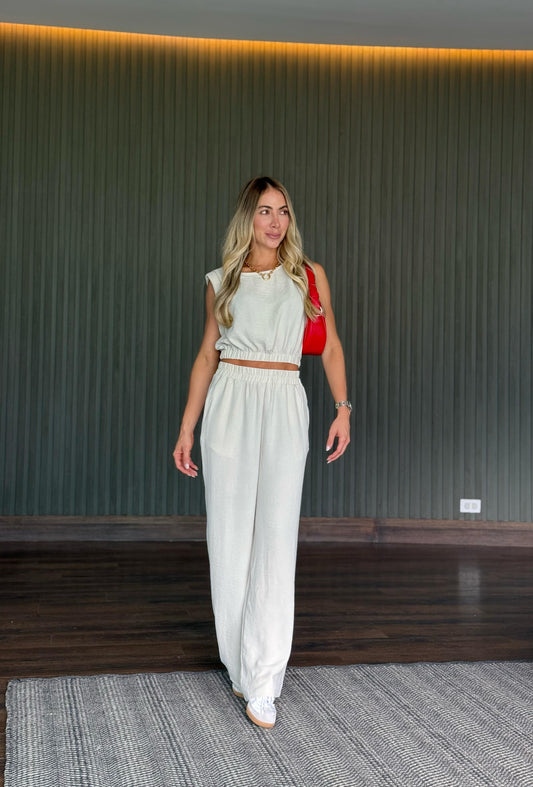 Set Blusa Hombrera Marfil