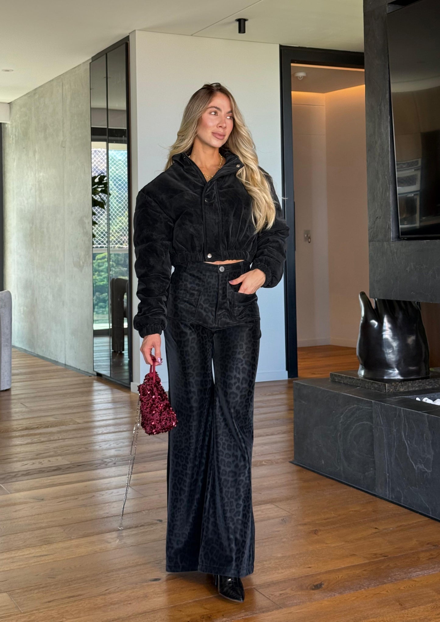 Pantalón Animal Print Negro