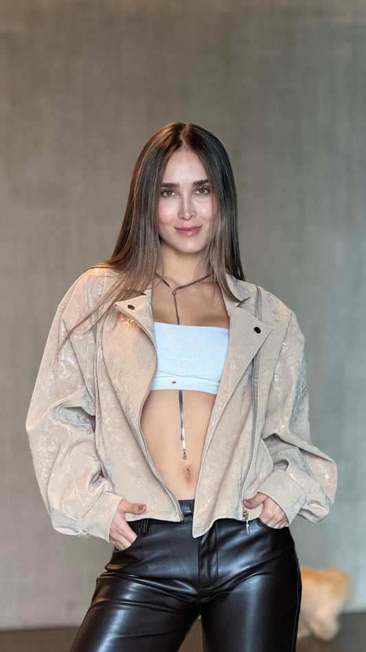 Chaqueta Brillo Beige
