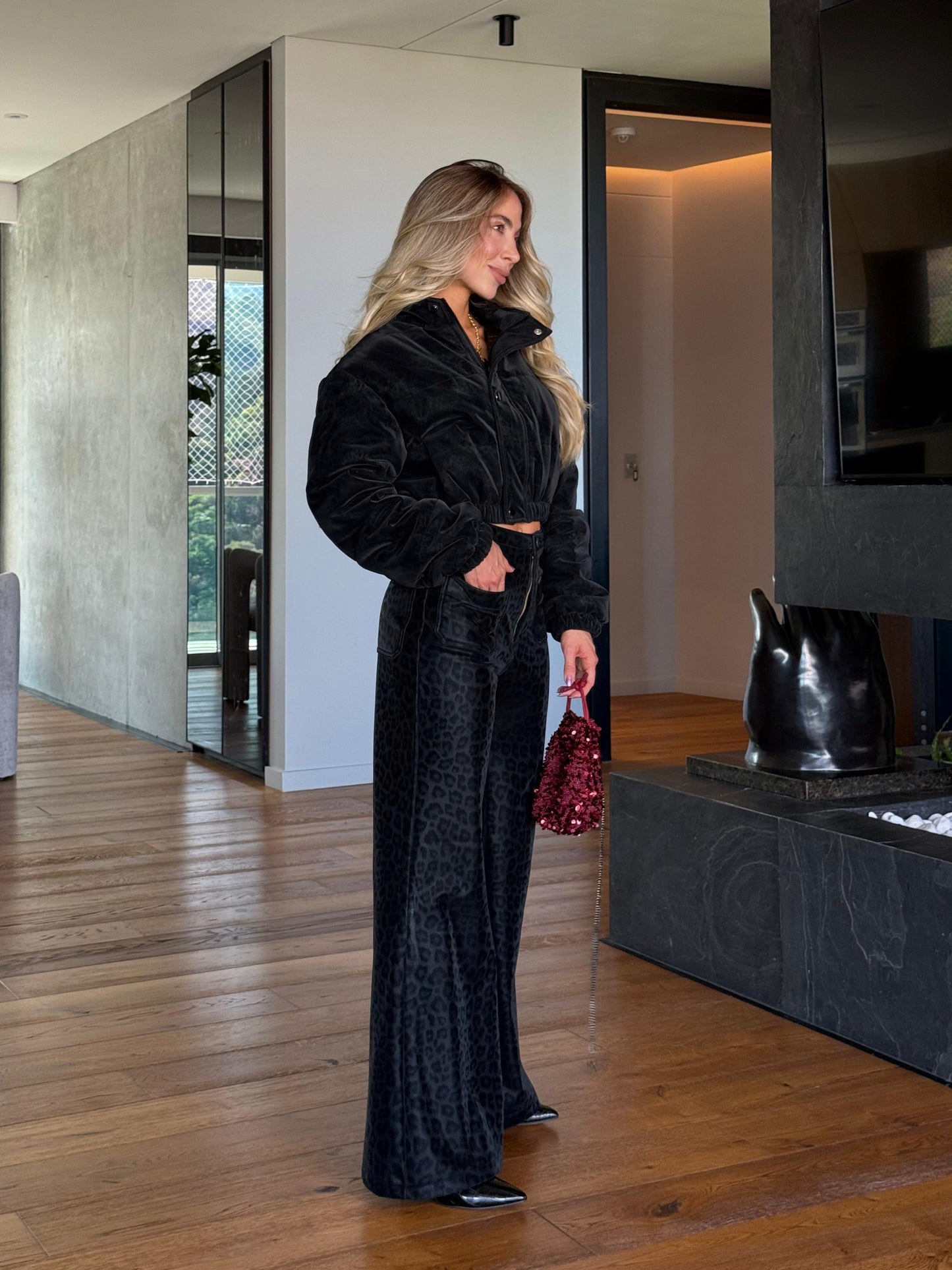 Pantalón Animal Print Negro