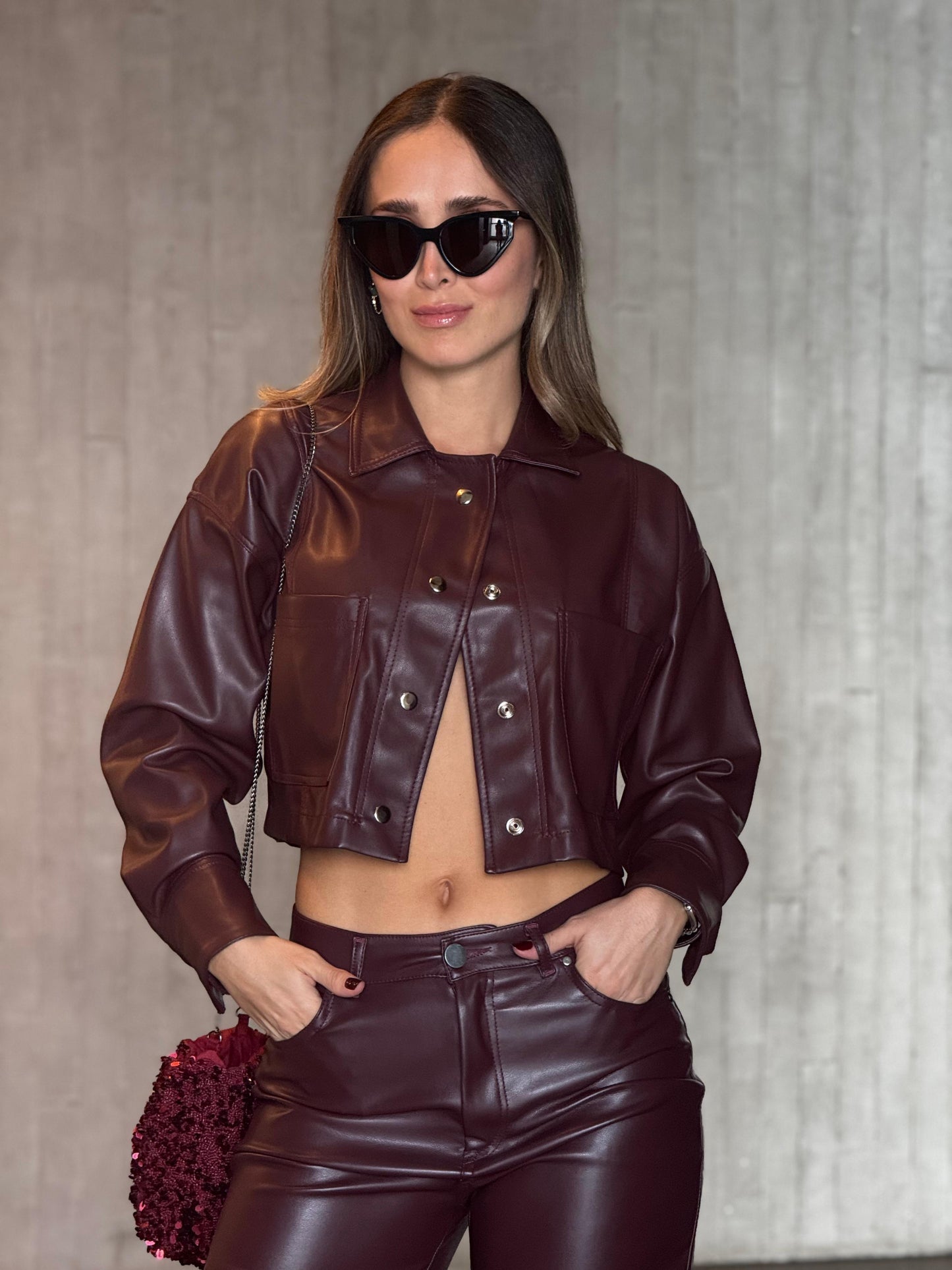Set Efecto Cuero Burgundy