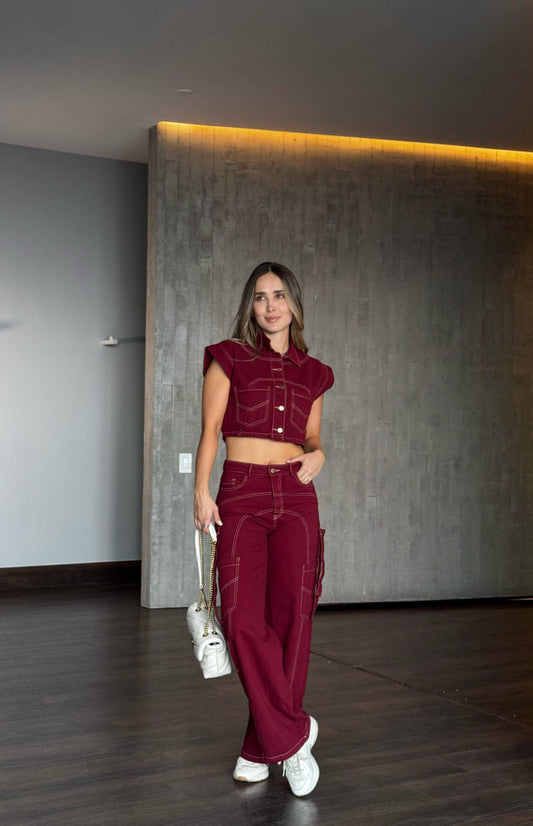 Set Denim Burgundy