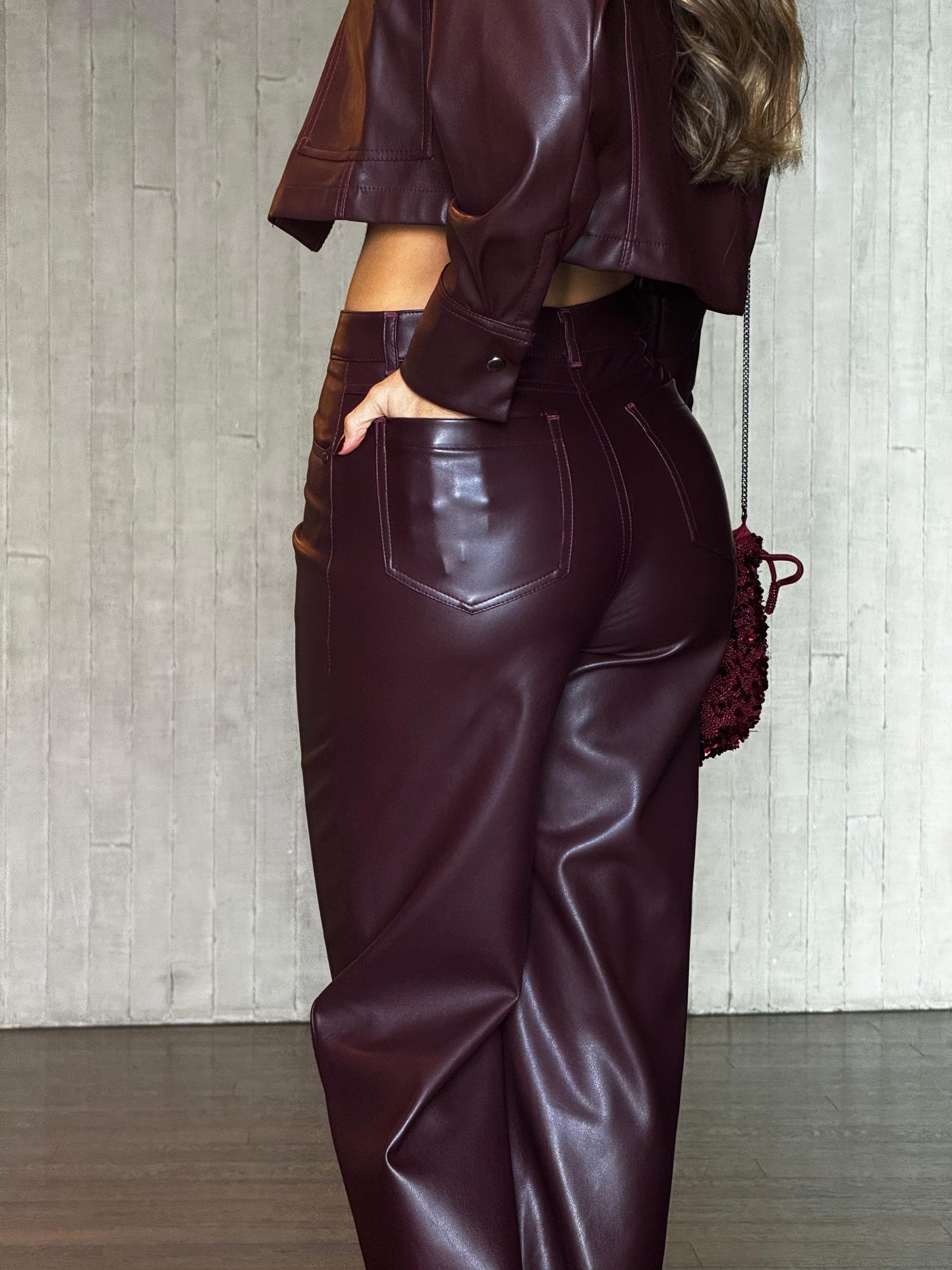 Set Efecto Cuero Burgundy